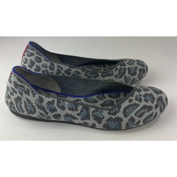 Rothy's Round Toe The Flat Ballet Slip On Knit Shoes Leopard Animal Print Sz 8.5 - Picture 6 of 13